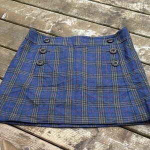 00s GAP Plaid Blue and Gray wool blend Women's Skirt size 6